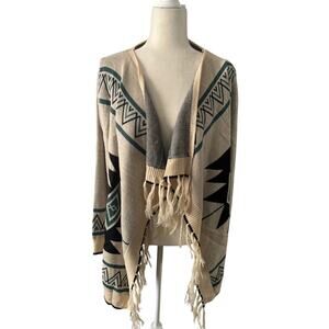 Pink Owl Aztec Waterfall Fringe Cardigan